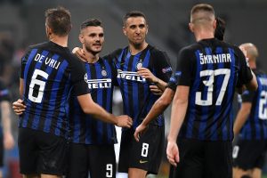 Esultanza Mauro Icardi, Matias Vecino, Stefan De Vrij, Milan Skriniar Inter Celebration 
Milano 18-09-2018 Stadio Giuseppe Meazza Football Calcio Uefa Champions League 2018/2019 Group B  FC Internazionale Milano - Tottenham Hotspur 
Foto Andrea Staccioli / Insidefoto