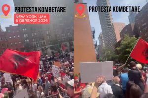 Flamuj kuq e zinj dhe këngë patriotike! “Rama të japë dorëheqjen!”, elektrizuese protesta e shqiptarëve në New York