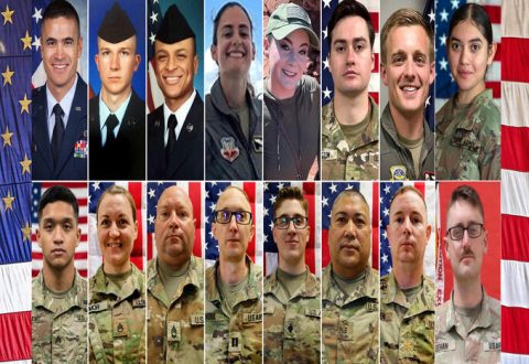 In una combo 16 soldati statunitensi morti dall'inizio del conflitto contro                  l'Iran. Prima fila da sinistra: Il capitano Seth Robert Koval (38 anni), Il capitano Curtis John Angst (30 anni), Il sottoufficiale Tyler Hanani Simmons (28 anni), Il capitano Ariana Gabriella Savino (31 anni), Il maresciallo Ashley Brooke Pruitt (34 anni), il promosso sottoufficiale post mortem Benjamin Pennington (26 anni), Il maggiore John Alex Klinner (33 anni),Isabella Gonzales.++ Seconda fila da                  sinistra: Il caporale Kevin Melendez (19 anni), Il sottoufficiale Nicole Amor (39 anni), Il sottoufficiale Noah Lee Tietjens (42 anni), Il capitano Cody Aaron Khork (35  anni), il promosso sergente post mortem Declan Joseph Coady (20 anni), l'ufficiale tecnico Robert Marzan (54 anni), il maggiore Jeffrey Robert O'Brien (45 anni),Tyler James Feehan.  X/ChiefNGB /Pentagono + ATTENZIONE LA FOTO NON PUO' ESSERE PUBBLICATA O RIPRODOTTA SENZA L'AUTORIZZAZIONE DELLA FONTE DI ORIGINE CUI SI RINVIA + NPK